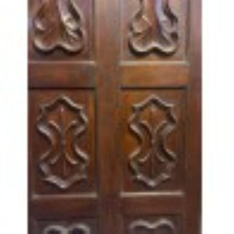 Walnut Entry Door, Single Leaf Main Door With Carved Panels photo for sale
