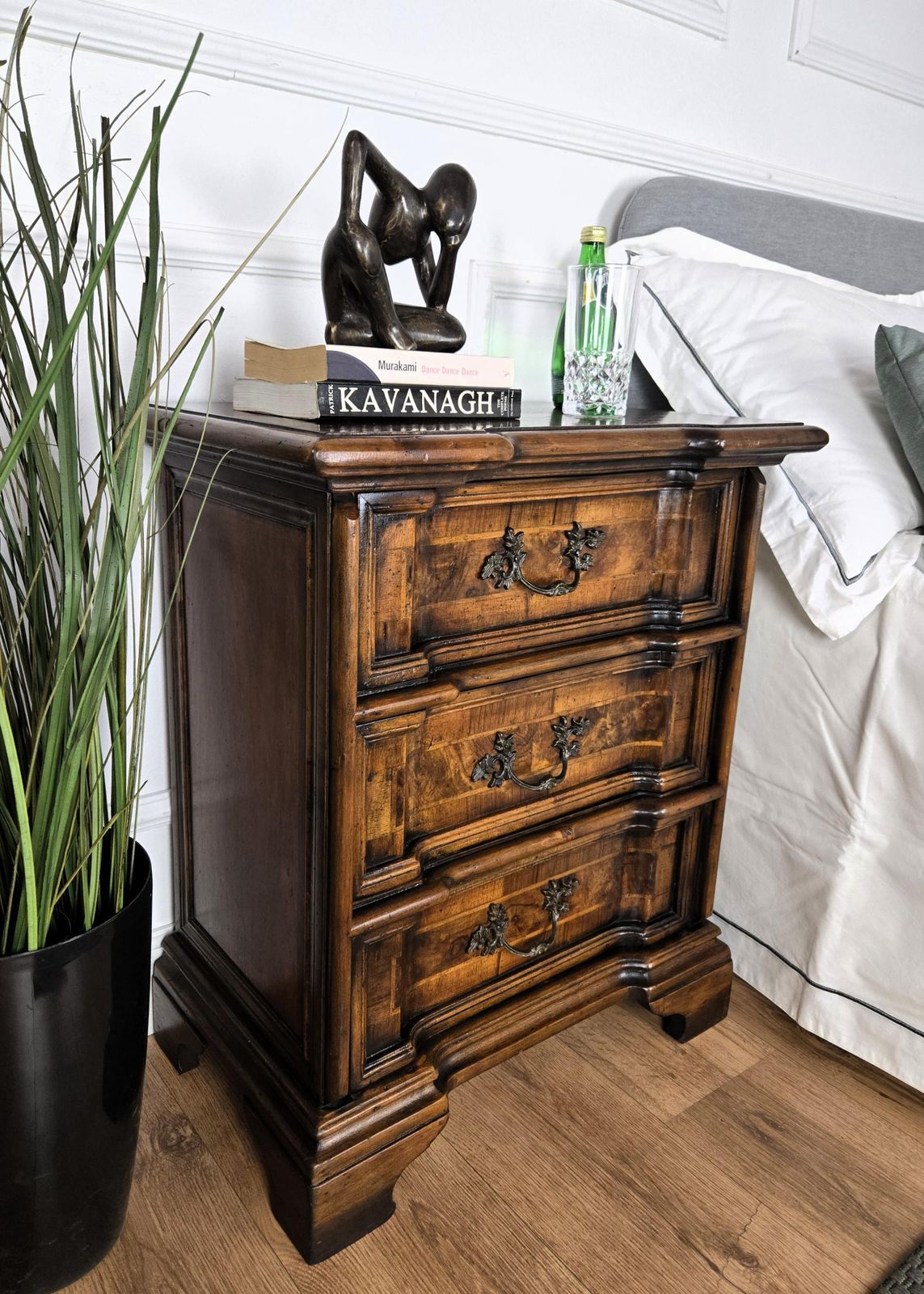 Pair Of Italian Louis XIV Style Rustic Wood Night Stands Bed Or Side Tables photo for sale
