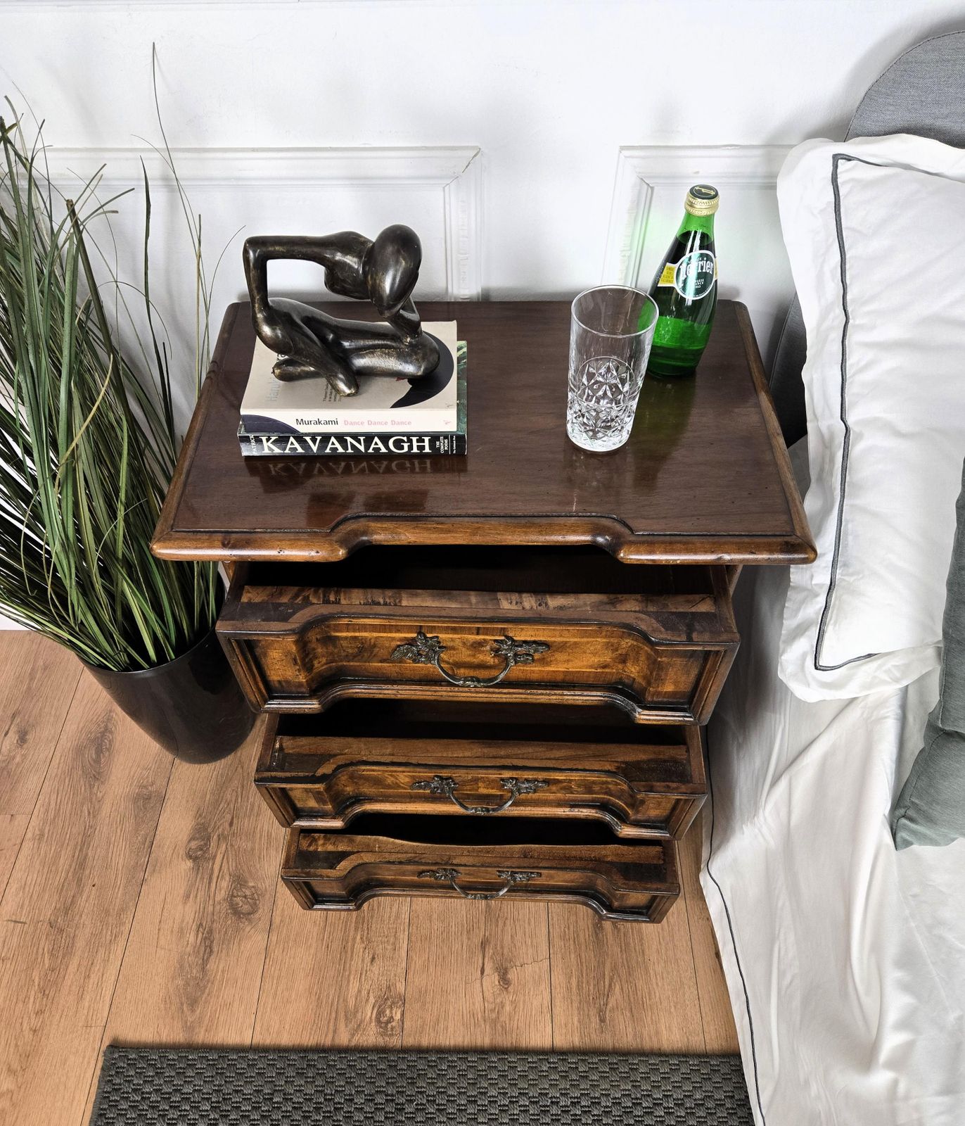 Pair Of Italian Louis XIV Style Rustic Wood Night Stands Bed Or Side Tables photo Furniture