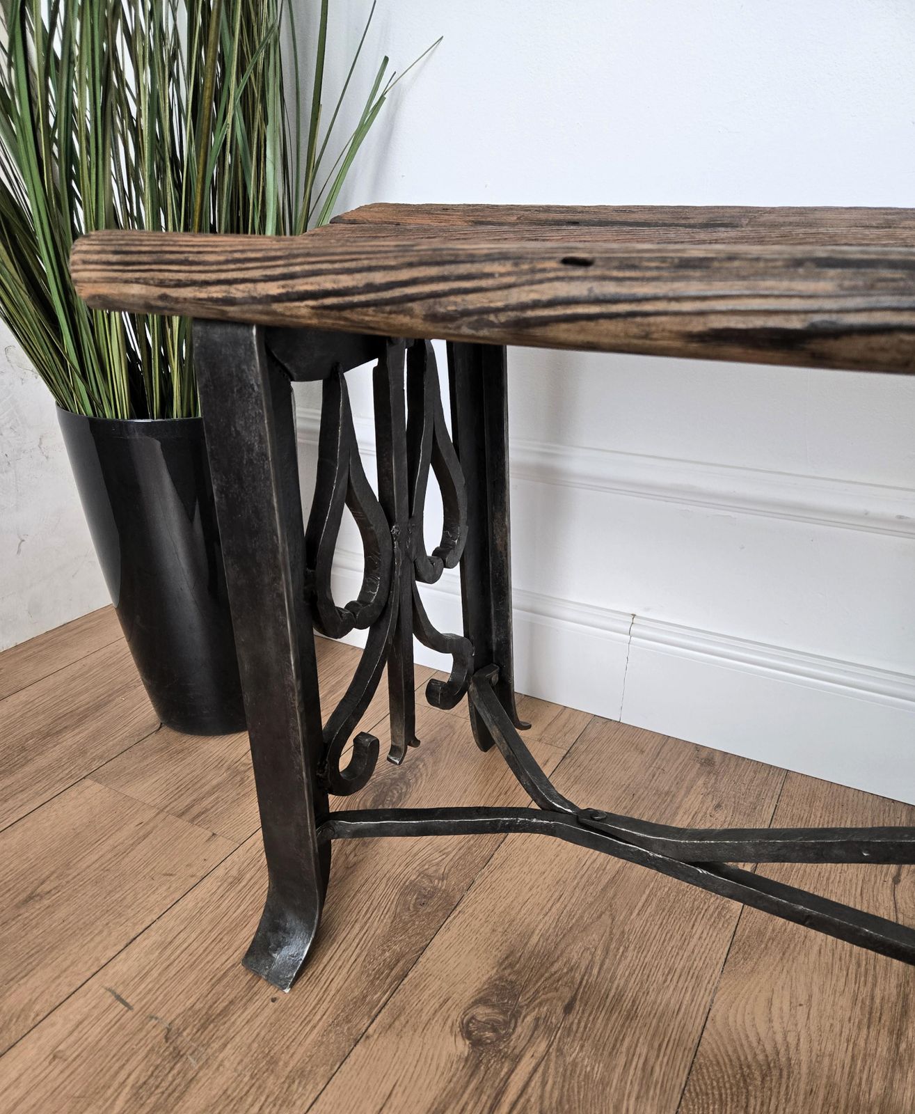 Antique Italian Cast Iron Slat Wooden Country Bench Side Table photo buy