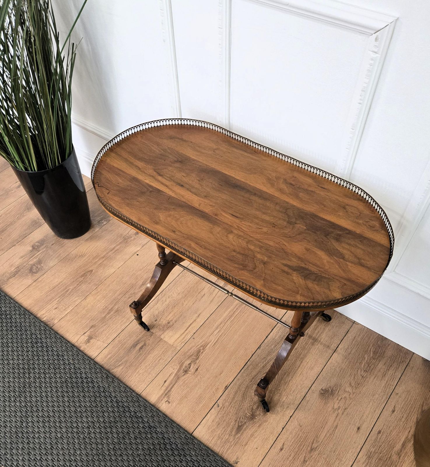 photo furniture Mid Century Modern Italian Brass Wood Bar Cocktail Side Table Cart