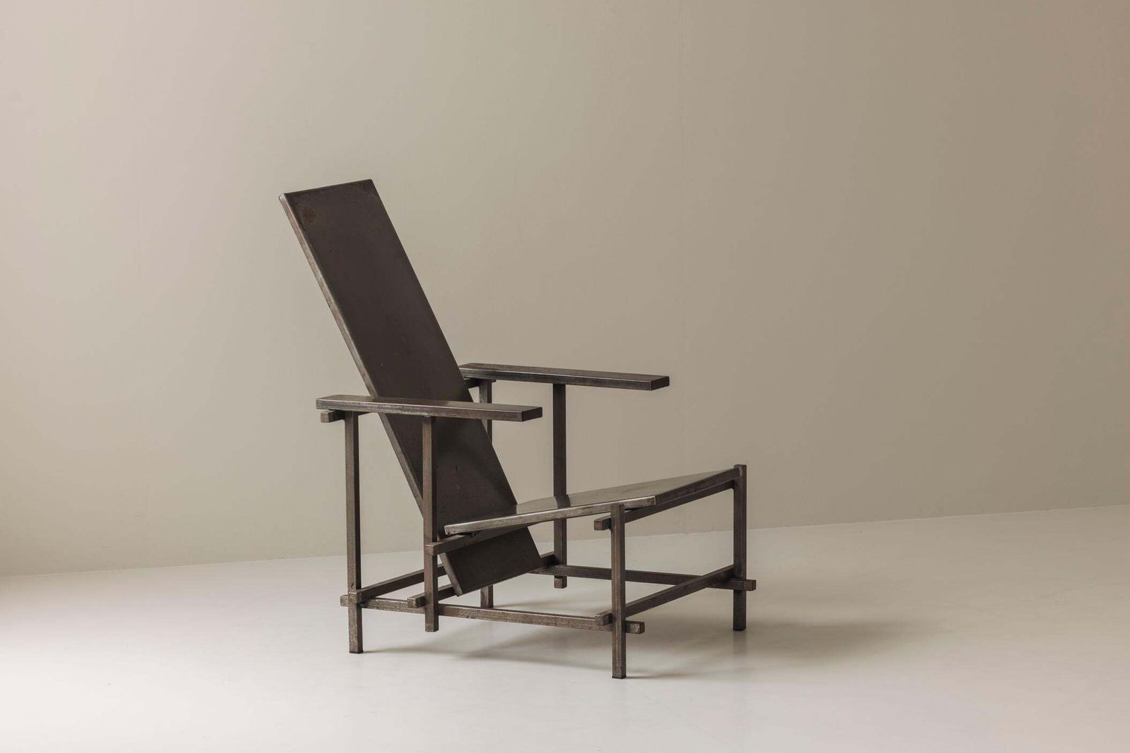 Unconventional Modernist Metal Armchair, In The Manner Of Gerrit Rietveld, 1980s photo furniture