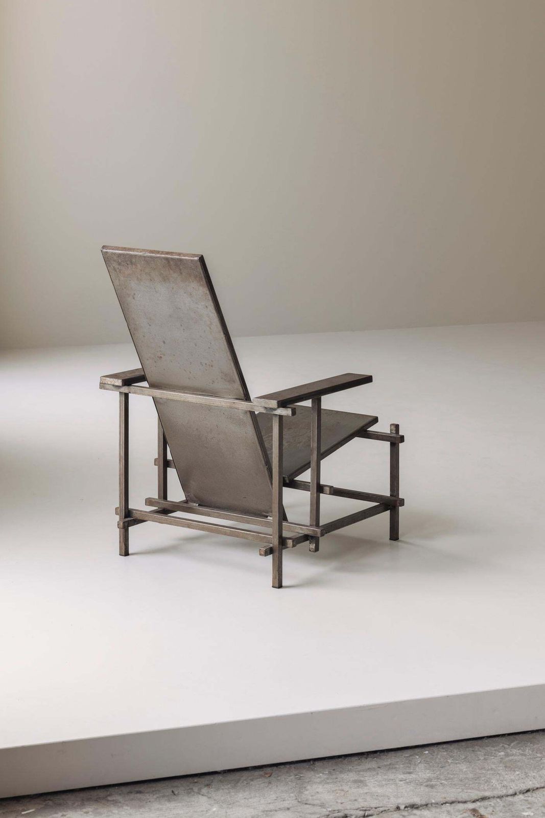 Unconventional Modernist Metal Armchair, In The Manner Of Gerrit Rietveld, 1980s photo 4337.0