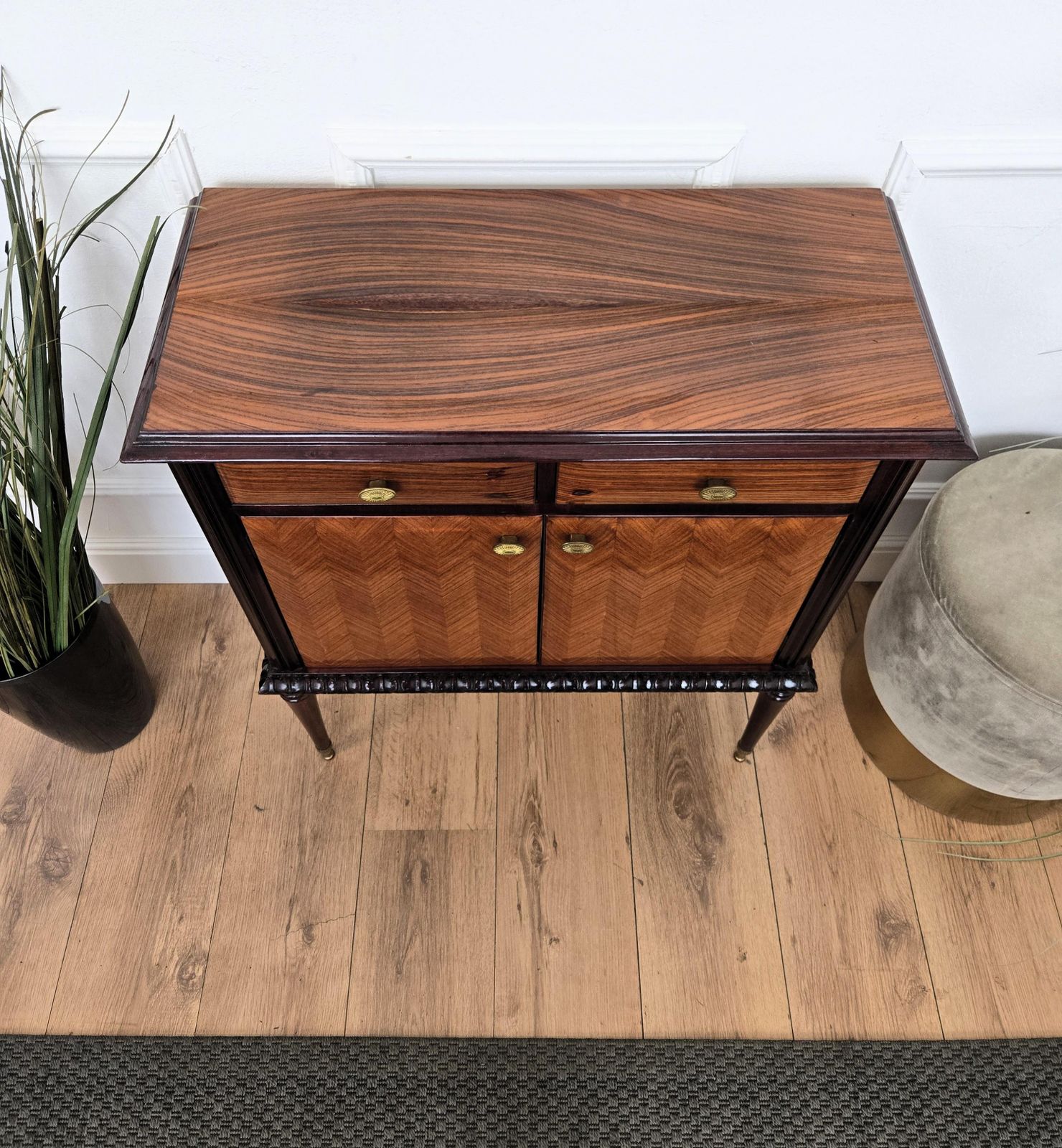 photo furniture 1960s Mid Century Modern Mcm Italian Wood And Brass Entryway Console Cabinet