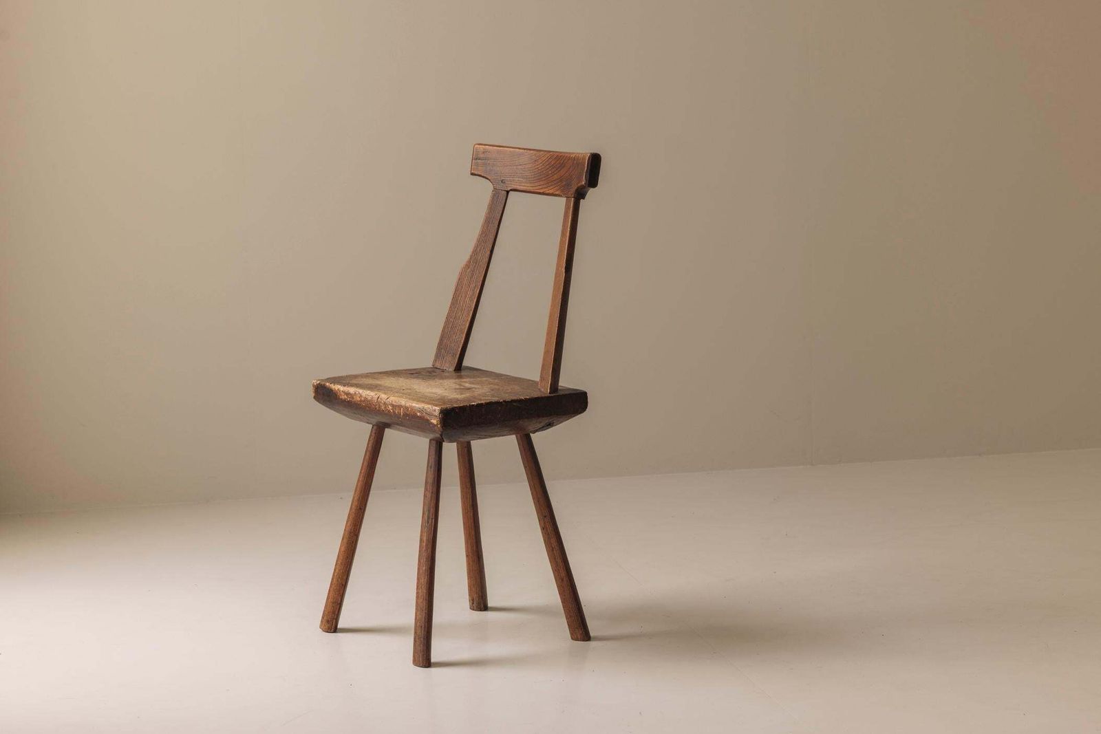 Early 19th Century Sculptural French Side Chair In Solid Oak. photo furniture