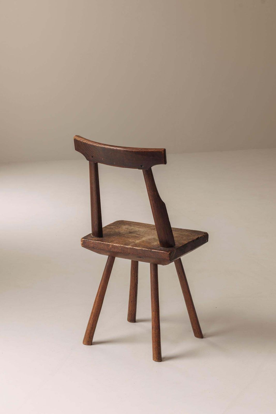 photo furniture Early 19th Century Sculptural French Side Chair In Solid Oak.