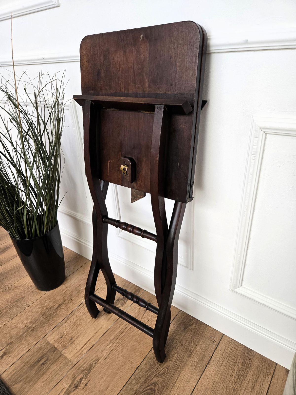 19th Century English Mahogany Folding Campaign Coaching Table Serpentine Legs photo vinterior