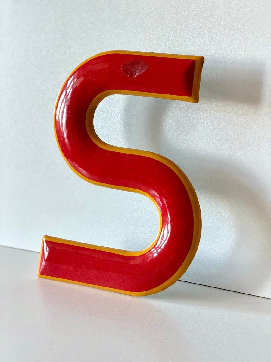 Industriële Emaille Letter S, 1960 photo vintage