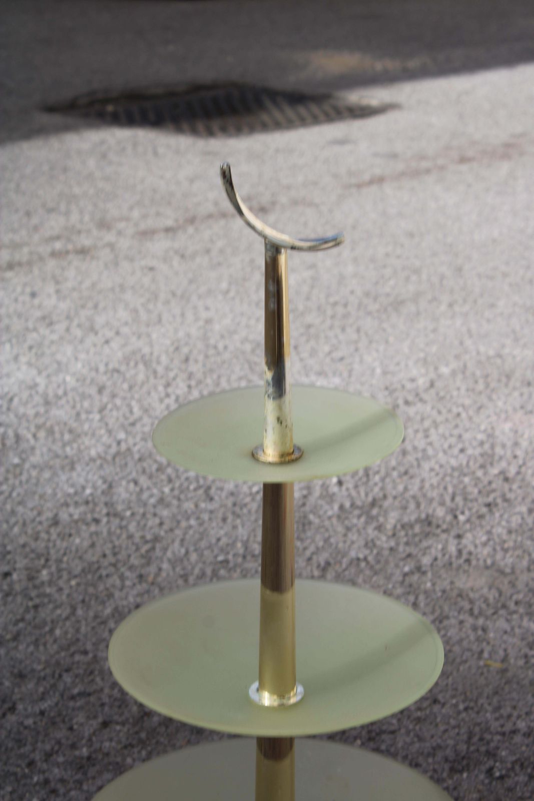 Round Glass And Metal Riser Italia 1960 Fontana Arte Style photo for sale