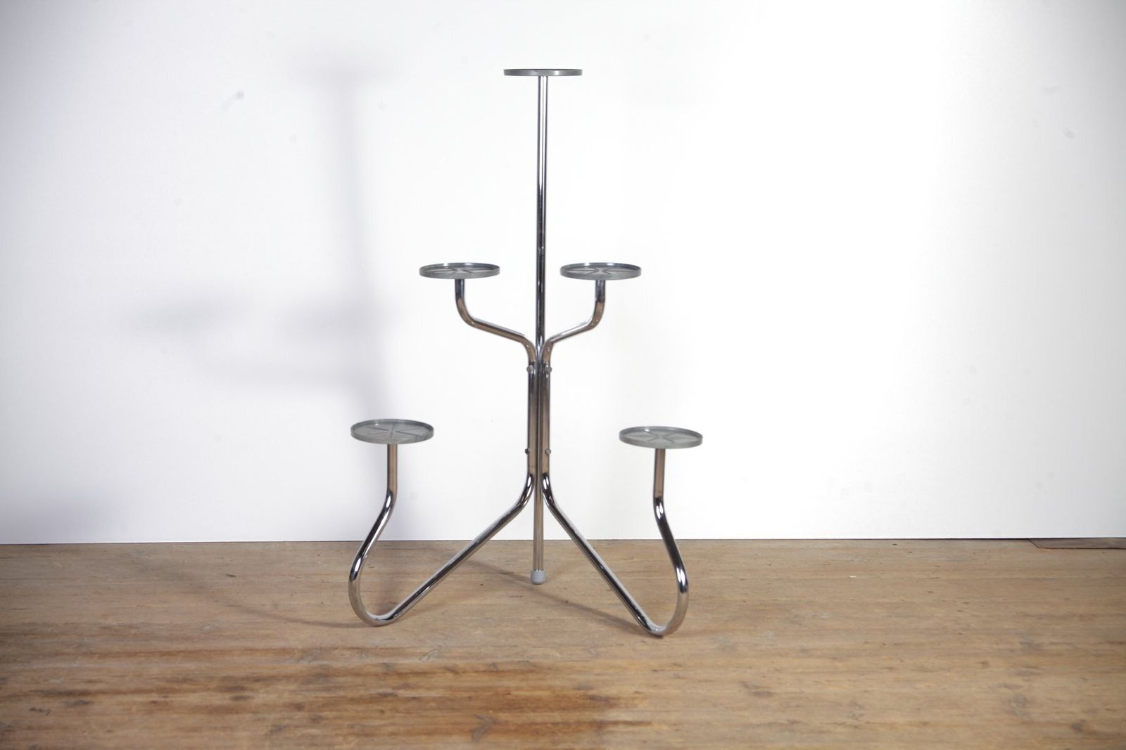Mid Century Chrome Corner Flower Stand Or Shelf, Former Czechoslovakia, 1960s photo furniture