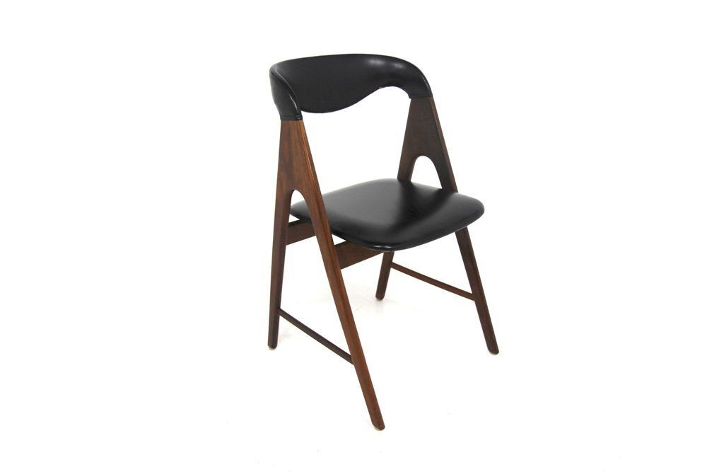 Scandinavian Teak Chair With Imitation Leather Upholstery, 1950