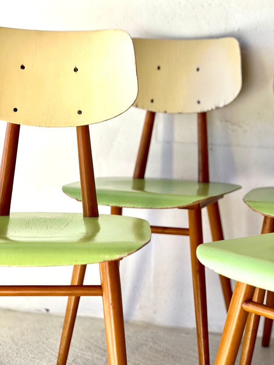 photo vintage Eetkamerstoelen Van Ton, 1960, Set Van 4