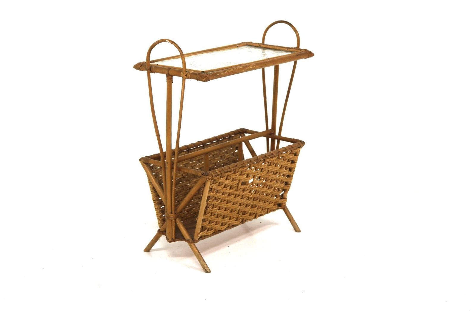 Scandinavian Rattan Magazine Rack, 1950