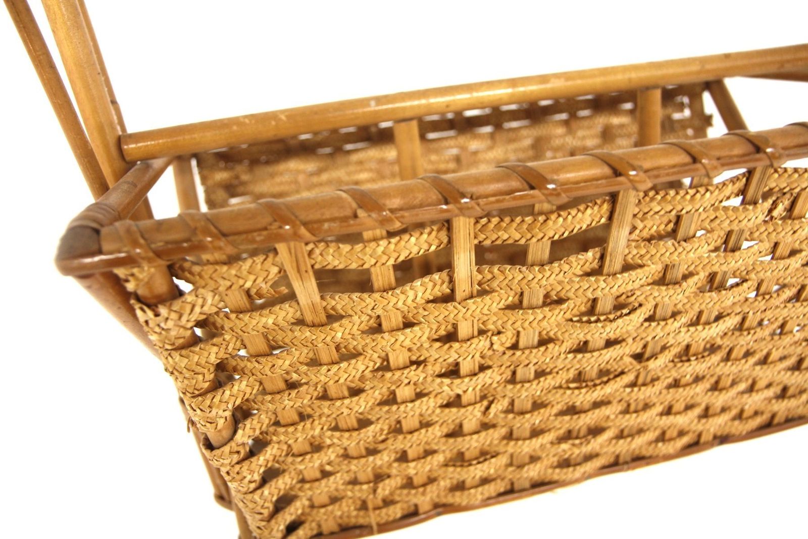 Scandinavian Rattan Magazine Rack, 1950 photo vinterior