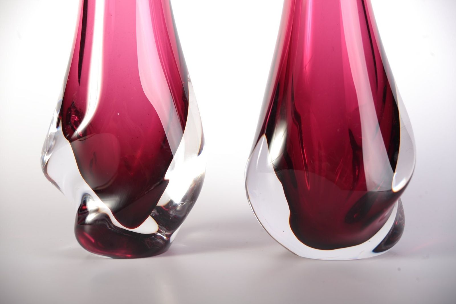 Ruby Glass Vase By Milena Veliskova For Skrdlovice, Czech, 1960s, Set Of 2 photo Home Decor