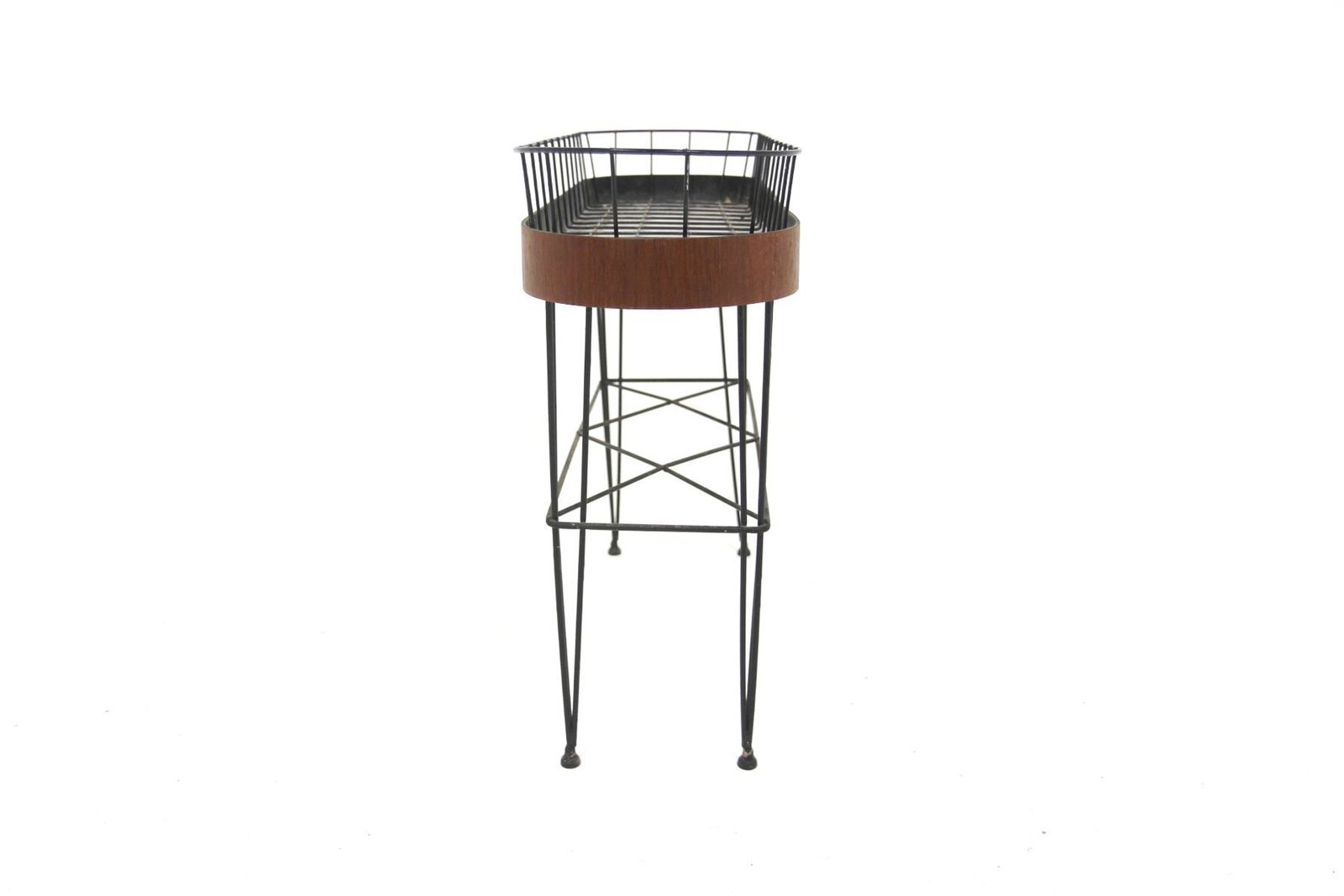 Scandinavian Planter In Metal And Teak, 1950 photo for sale