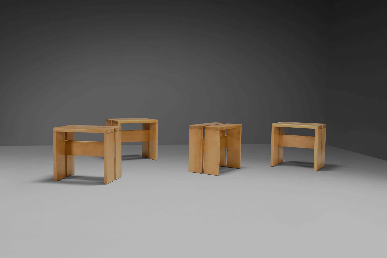 1 Of 4 Charlotte Perriand Stools For Les Arcs, France 1960s photo Furniture