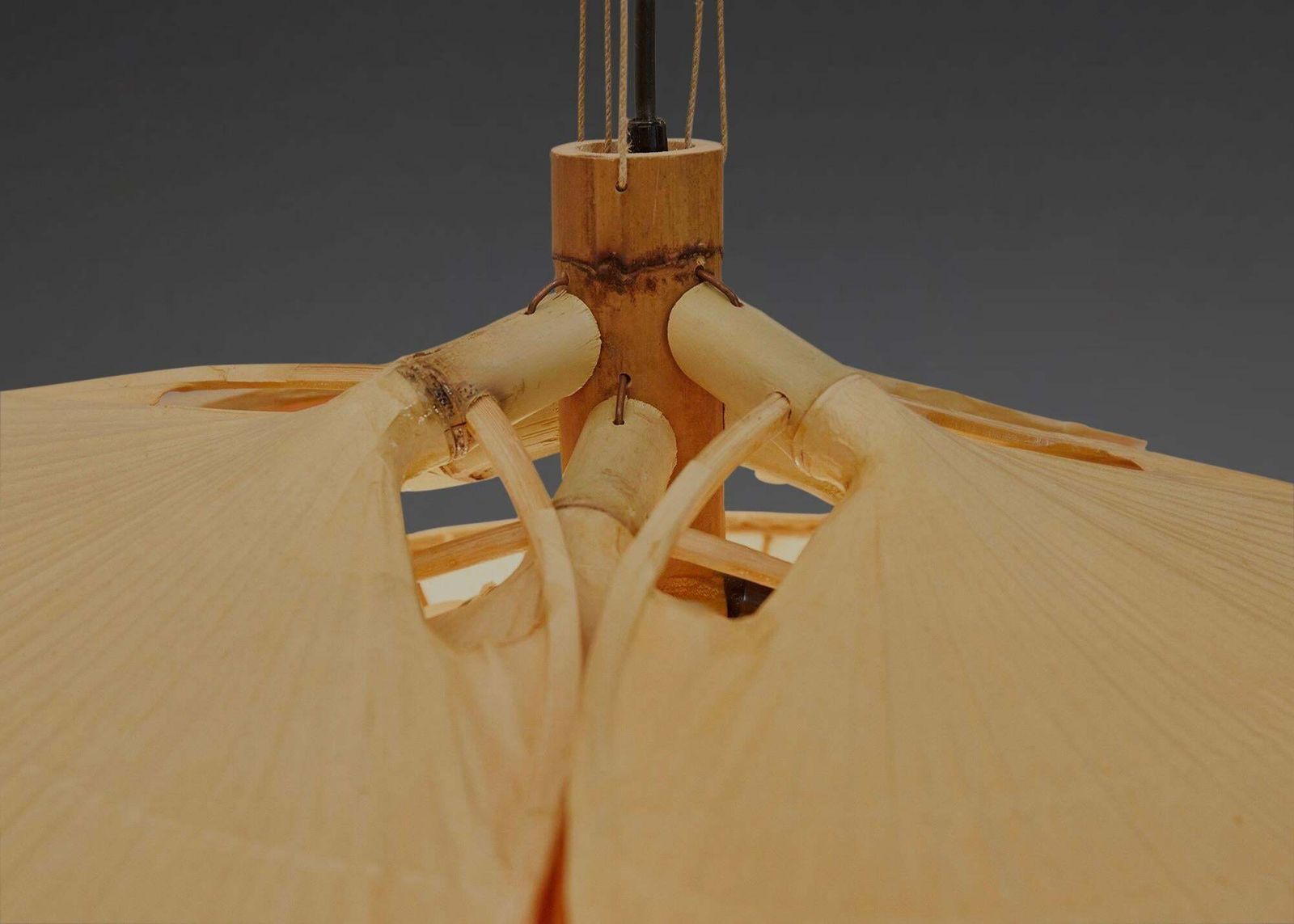 Rare Uchiwa Hana Chandelier By Ingo Maurer   Japanese Paper And Bamboo, 1970s photo for sale