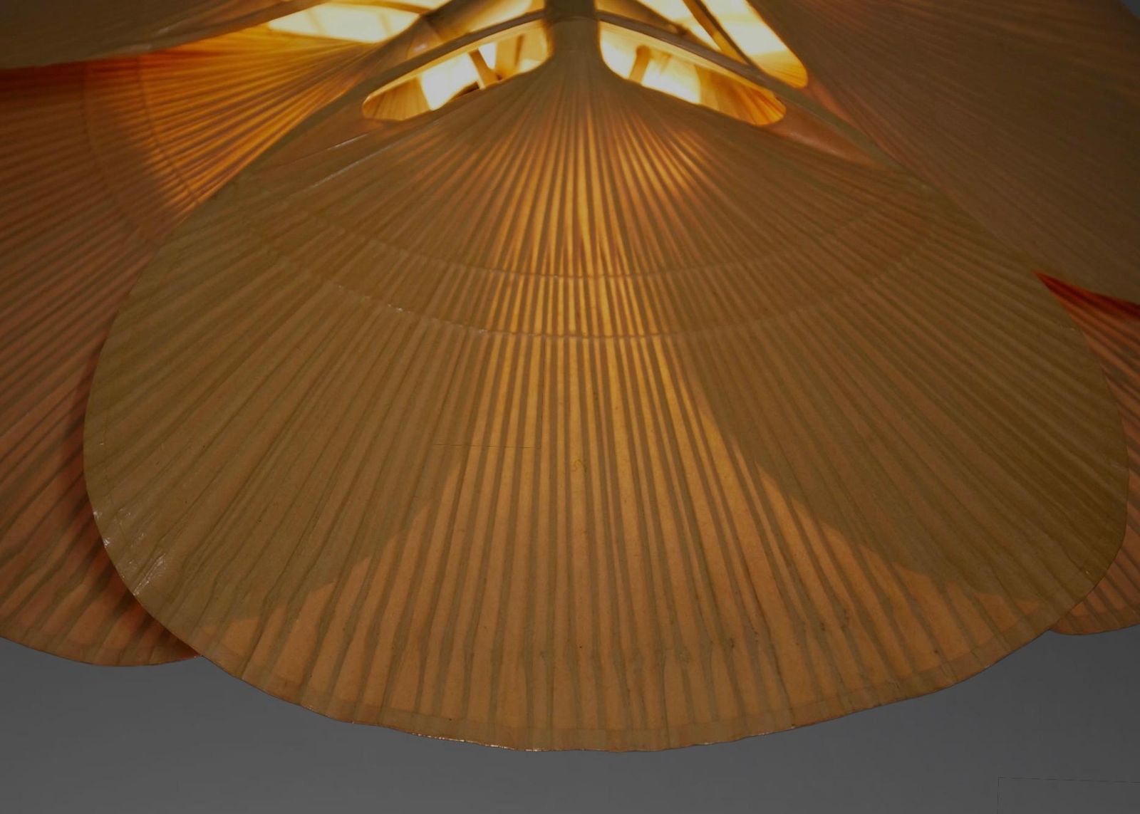 Rare Uchiwa Hana Chandelier By Ingo Maurer   Japanese Paper And Bamboo, 1970s photo Lighting