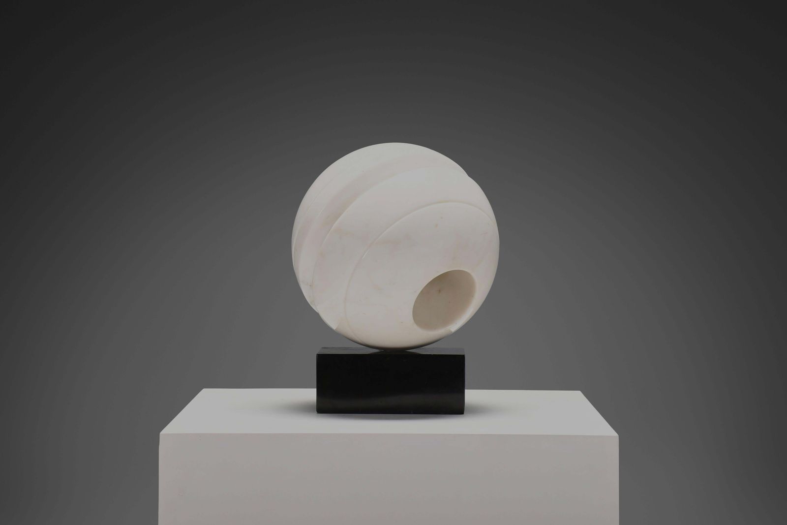 Abstract Marble “Sfera" Sculpture By Aldo Dazzi, Italy 1970s photo for sale
