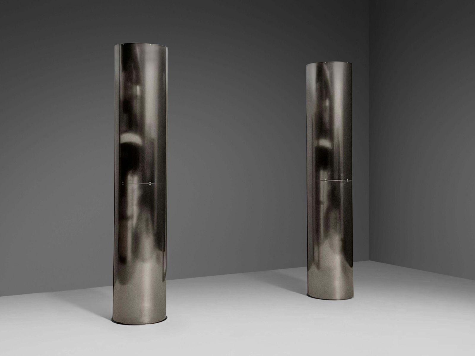 Monumental Large Stainless Steel Floor Lamps By Targetti – Italy, 1970s photo Lighting
