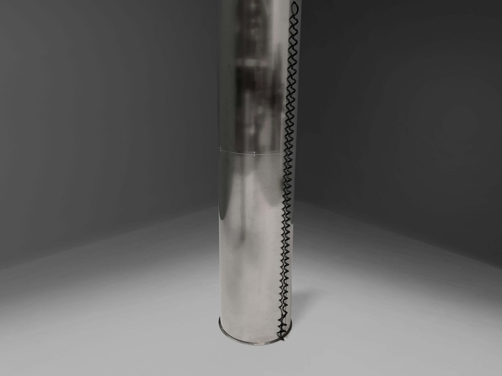 photo for sale Monumental Large Stainless Steel Floor Lamps By Targetti – Italy, 1970s