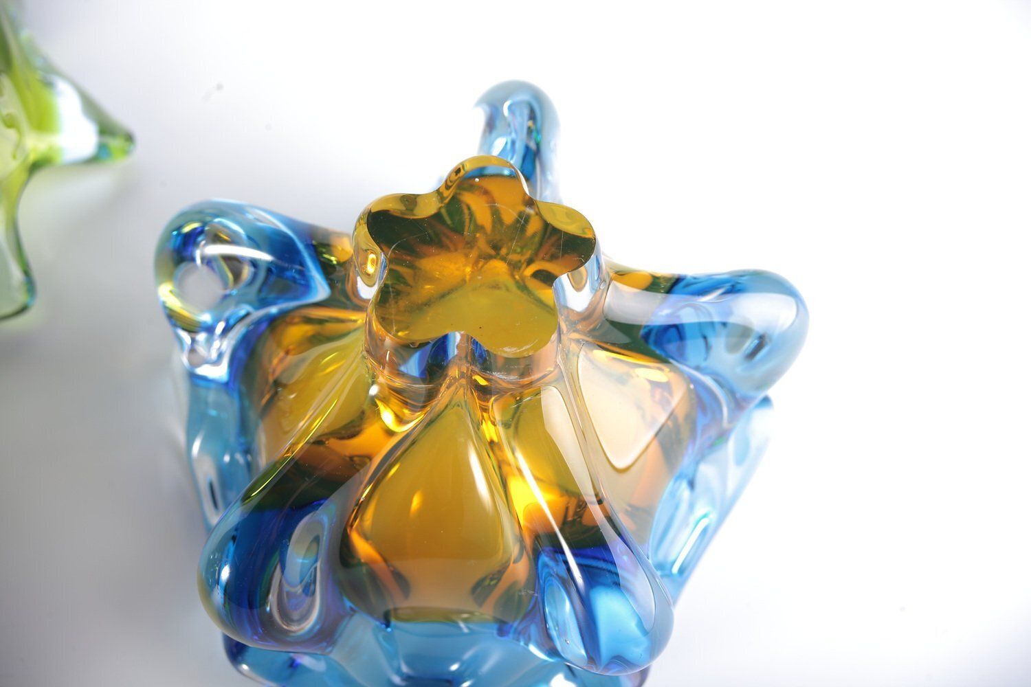 Czech Glass Vase And Bowl By Josef Hospodka For Sklarny Chribska, 1960s, Set Of 3 photo for sale