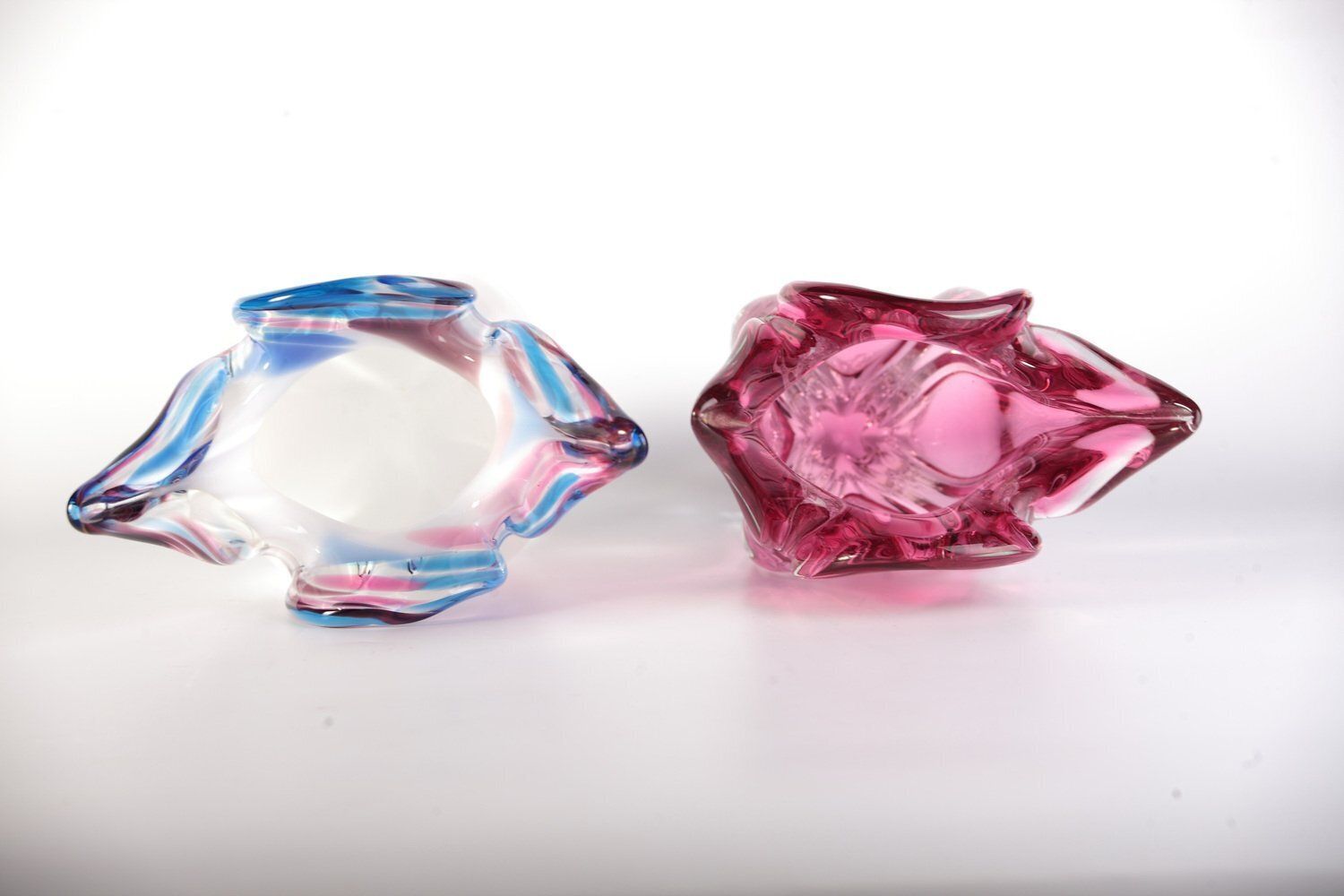 Woonaccessoires Tsjechische Glazen Vazen Van Josef Hospodka Voor Sklarny Chribska, Jaren 1970, Set Van 2 photo