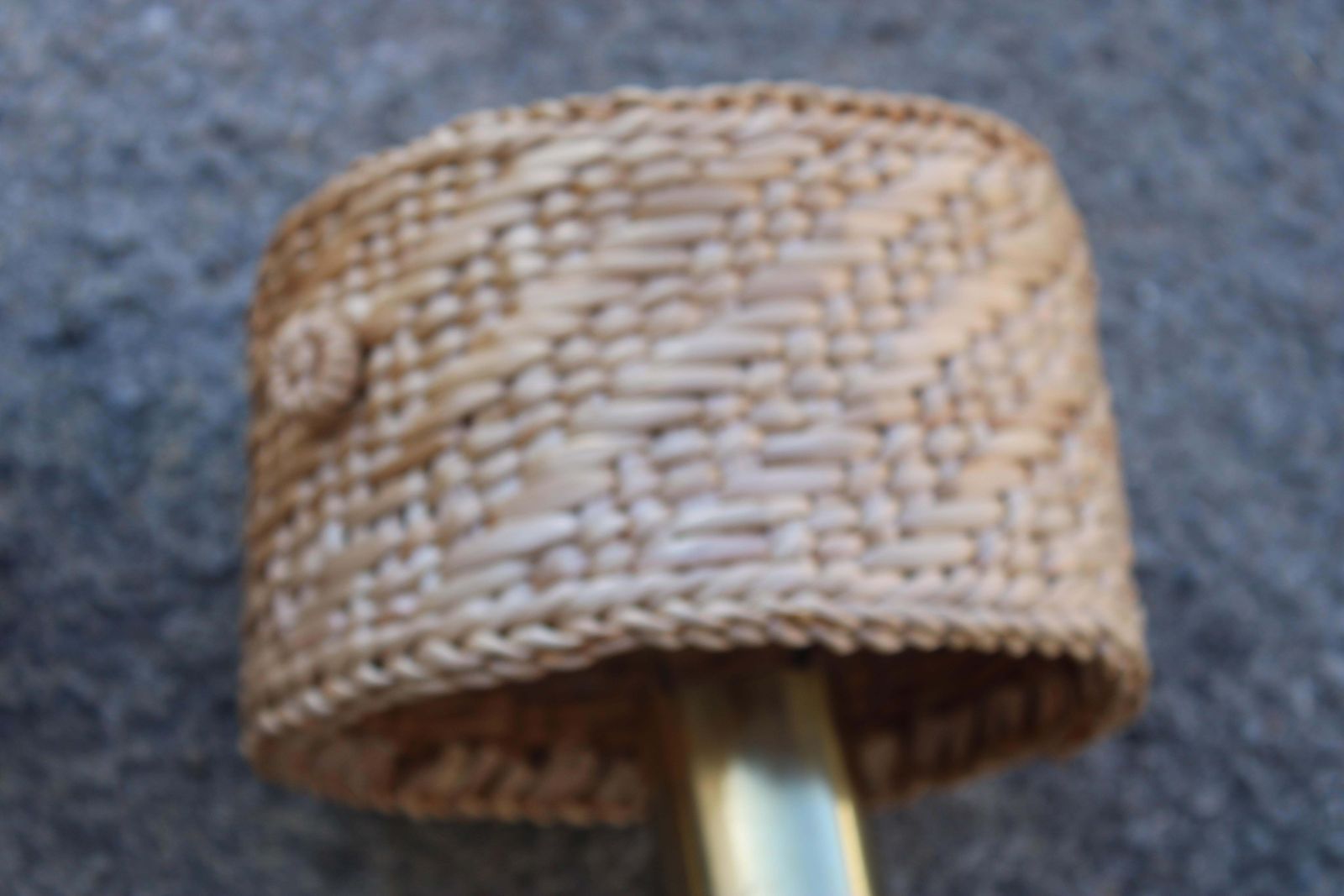 Pair Of Bedside Lamps In Brass And Straw Italy 1970s Directional photo Lighting