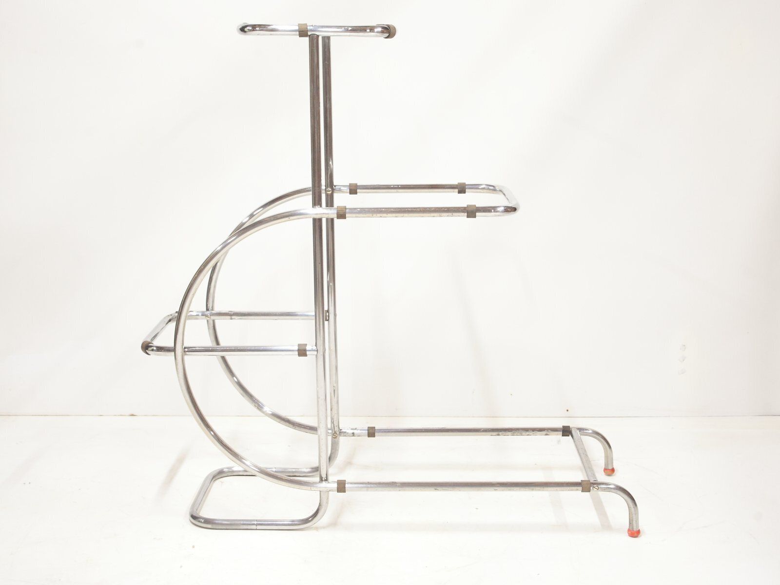 Furniture Tubular Chrome Flower Stand Or Etagere By Hynek Gottwald, 1940s photo