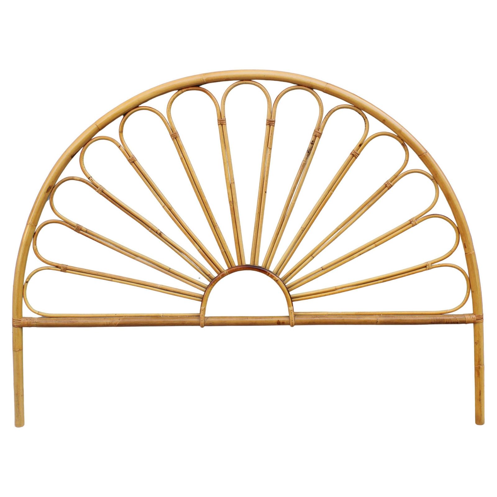 Curved Fan Bamboo Decorative Bed Italian Design 1950s Mid Century