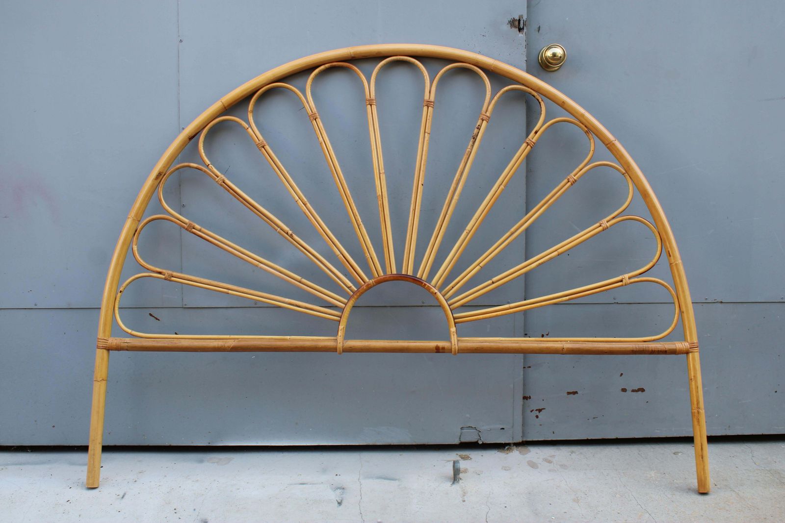 photo for sale Curved Fan Bamboo Decorative Bed Italian Design 1950s Mid Century