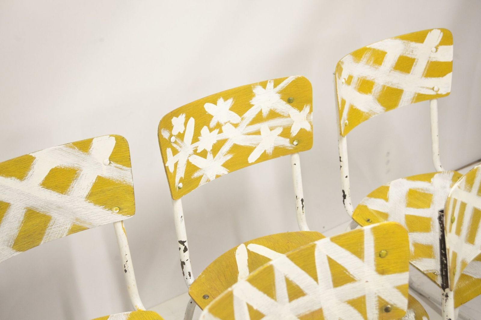 Industrial Painted School Chair, Former Czechoslovakia, 1960s, Set Of 6 photo buy
