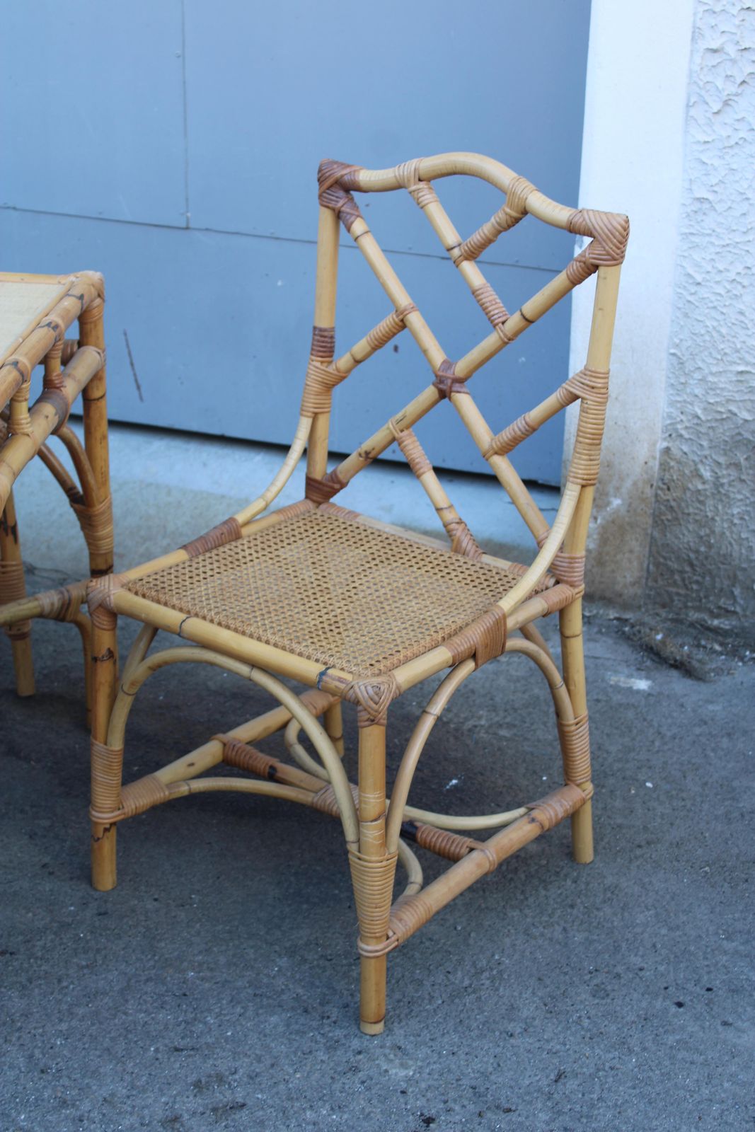 Square Dining Table With Chairs In Bamboo Southern Nurseries 1970s photo for sale