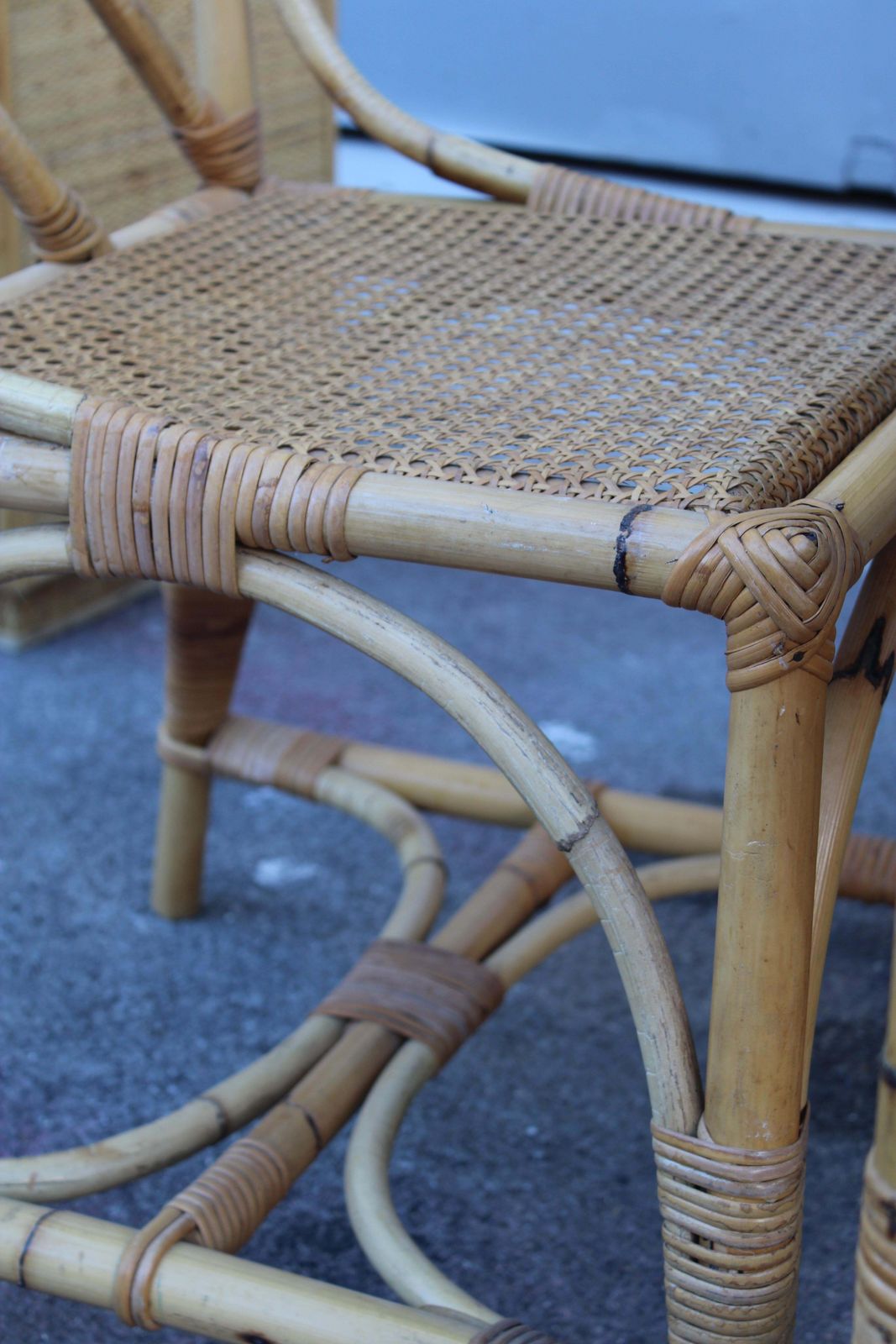 Furniture Square Dining Table With Chairs In Bamboo Southern Nurseries 1970s photo