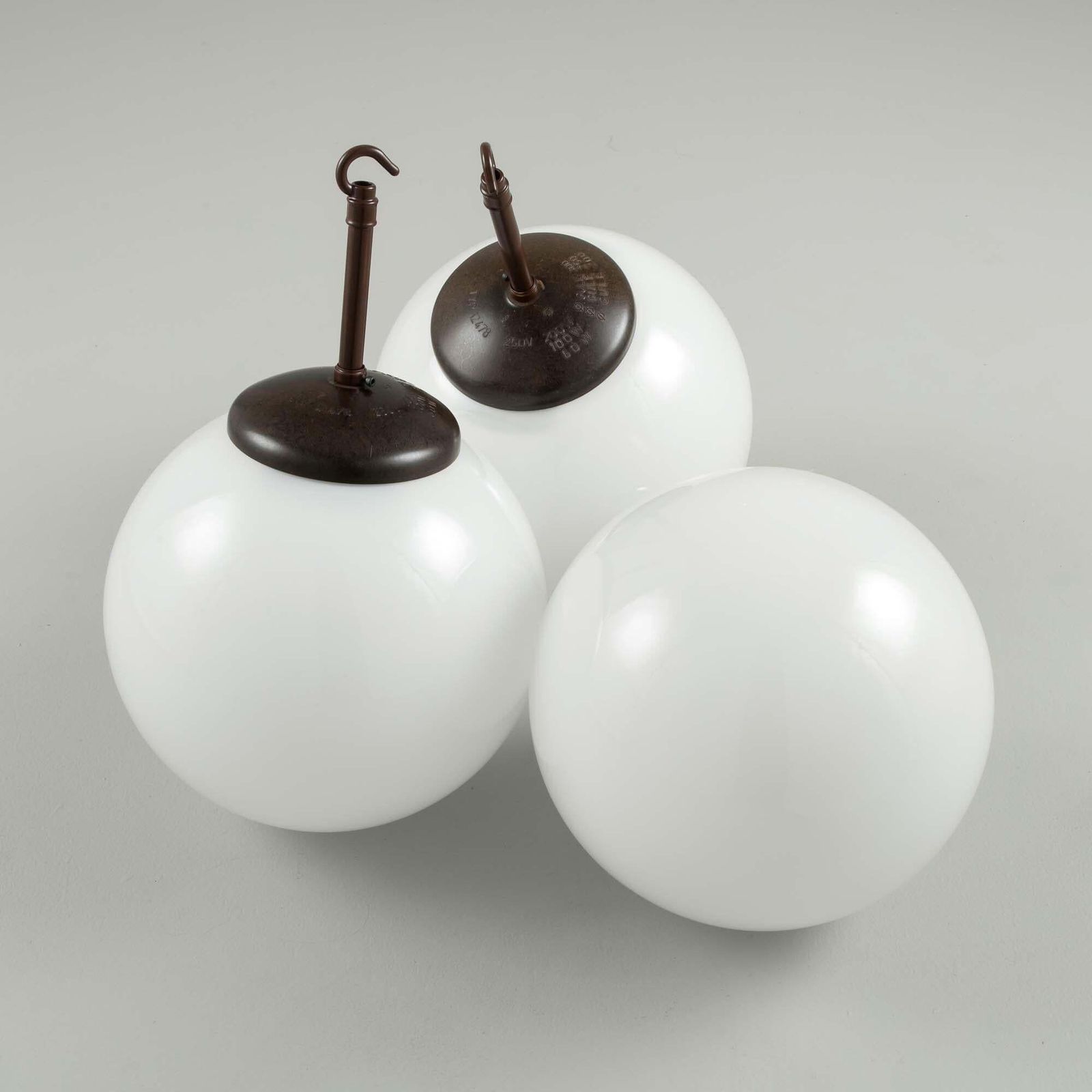 Mid Century Czech Milk Glass / Opaline Glass Globe Pendant Lights photo Lighting