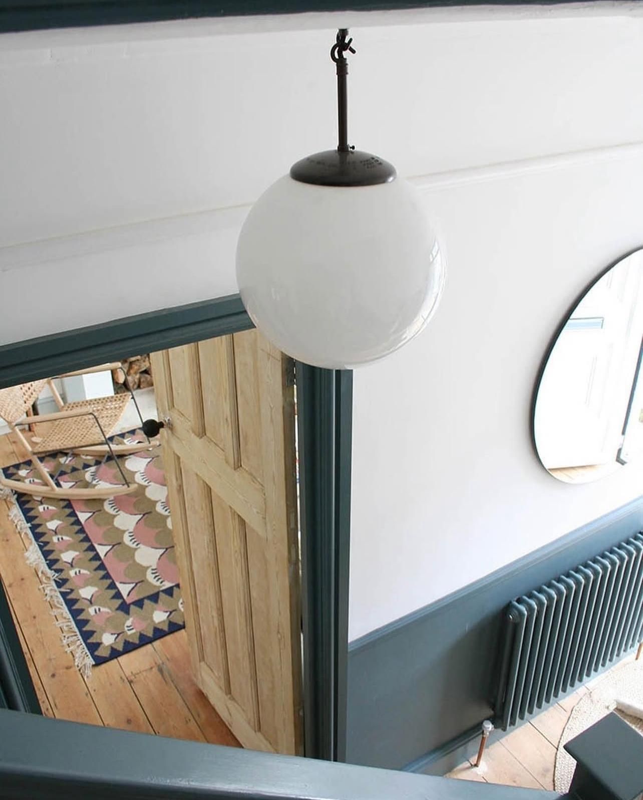 Lighting Mid Century Czech Milk Glass / Opaline Glass Globe Pendant Lights photo