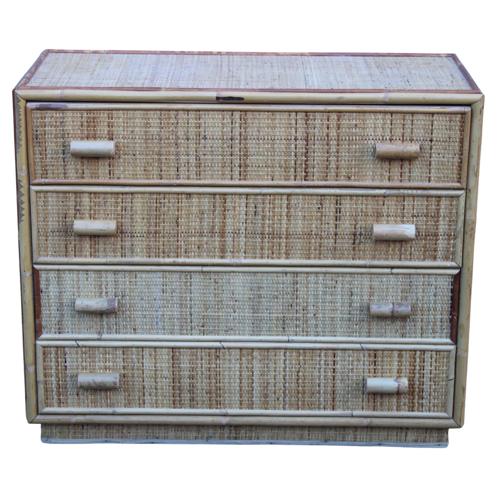 Italian Bamboo Chest Of Drawers With Drawers 1970
