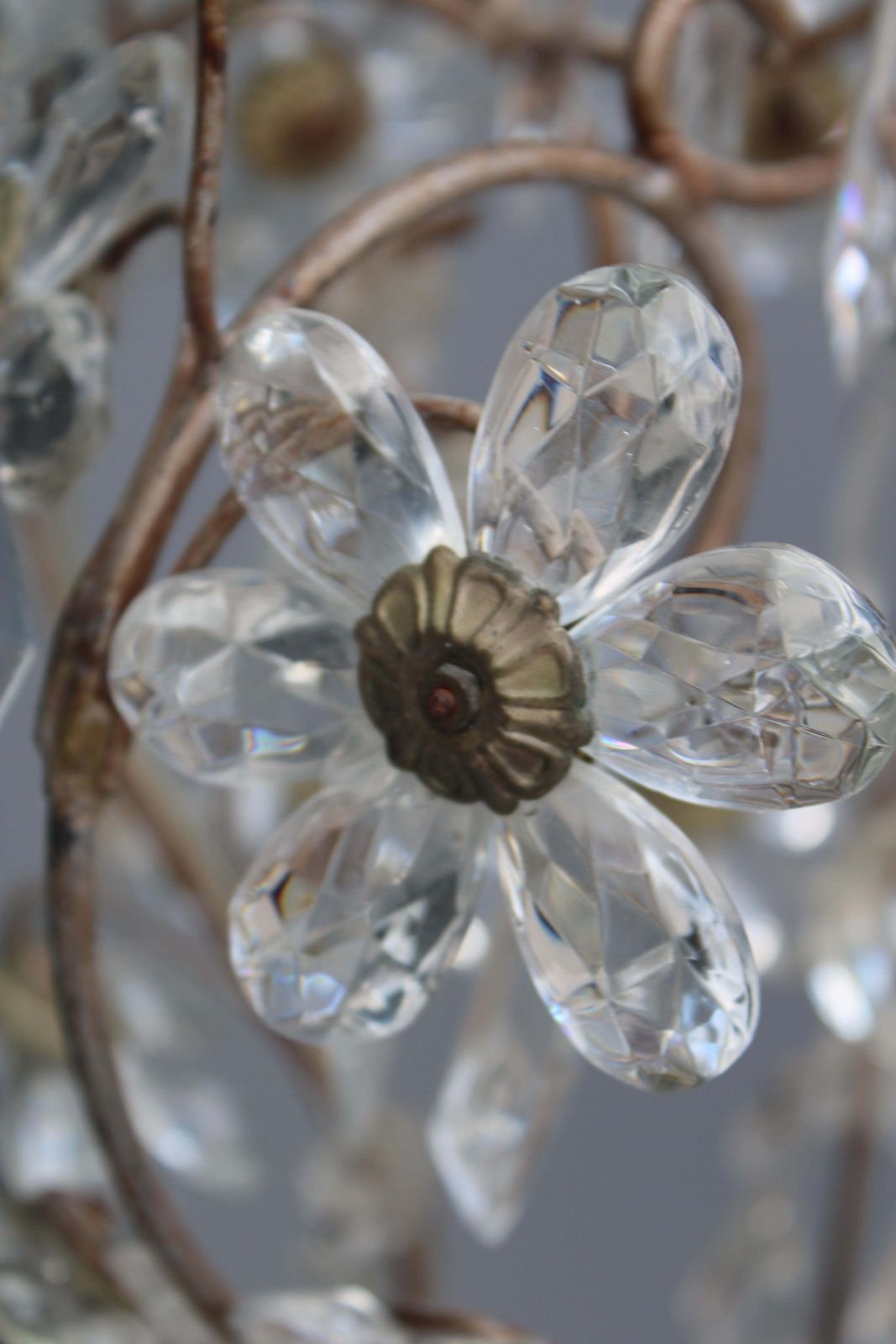 photo vintage Decorative French Metal And Crystal Laterna 1950 Made In France