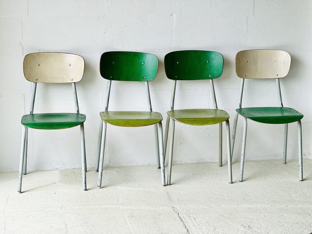 Vintage School Chairs, Set Of 4 photo furniture