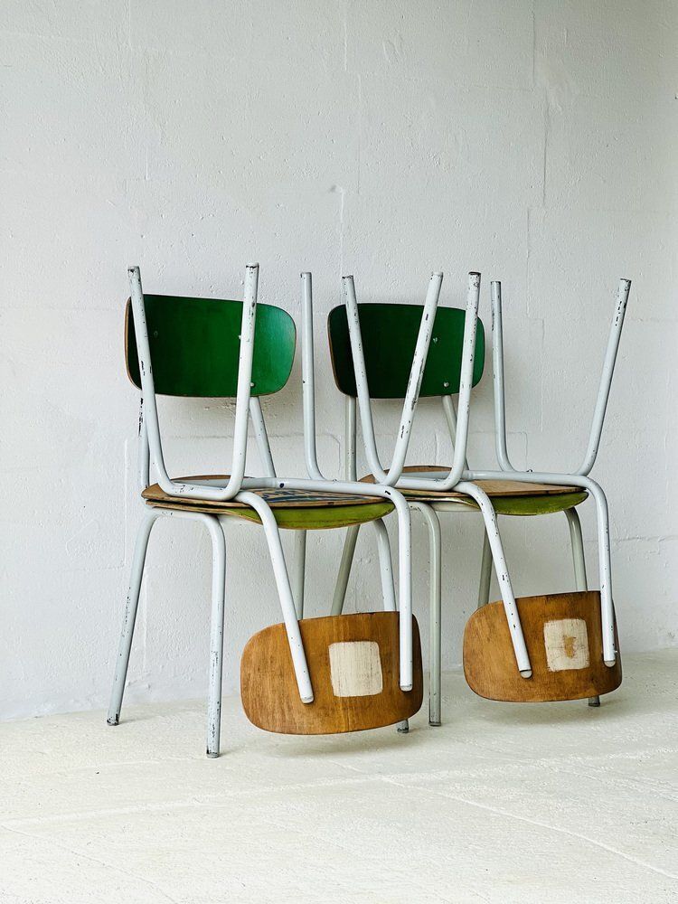 Vintage Schoolstoelen, Set Van 4 photo vinterior