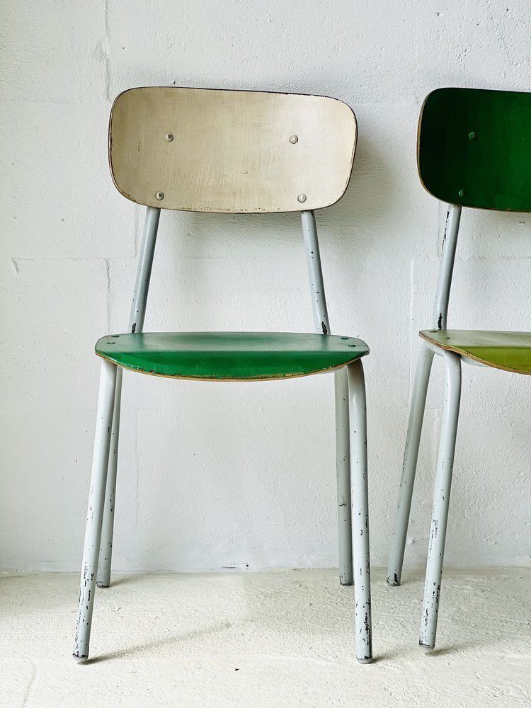 photo furniture Vintage Schoolstoelen, Set Van 4