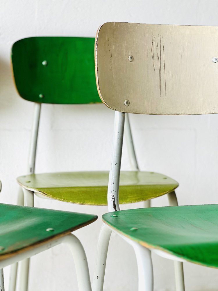 photo buy Vintage Schoolstoelen, Set Van 4
