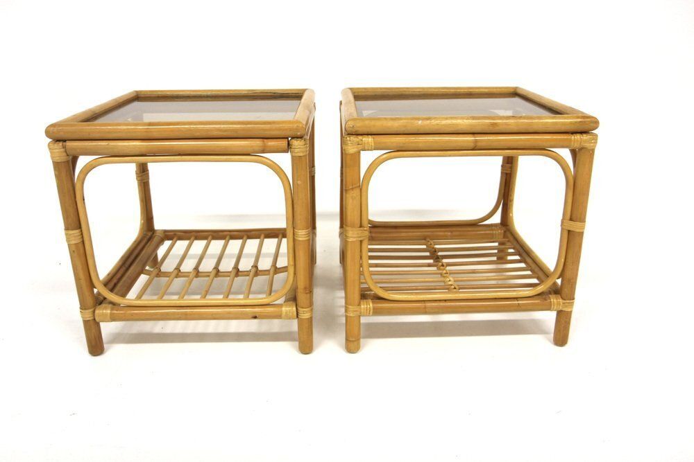 Vintage Rattan Bedside Tables, Sweden, 1970, Set Of 2 photo furniture