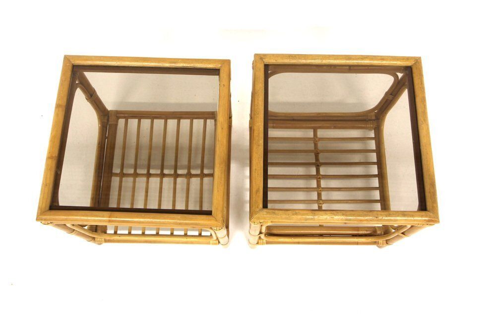 Vintage Rattan Bedside Tables, Sweden, 1970, Set Of 2 photo for sale