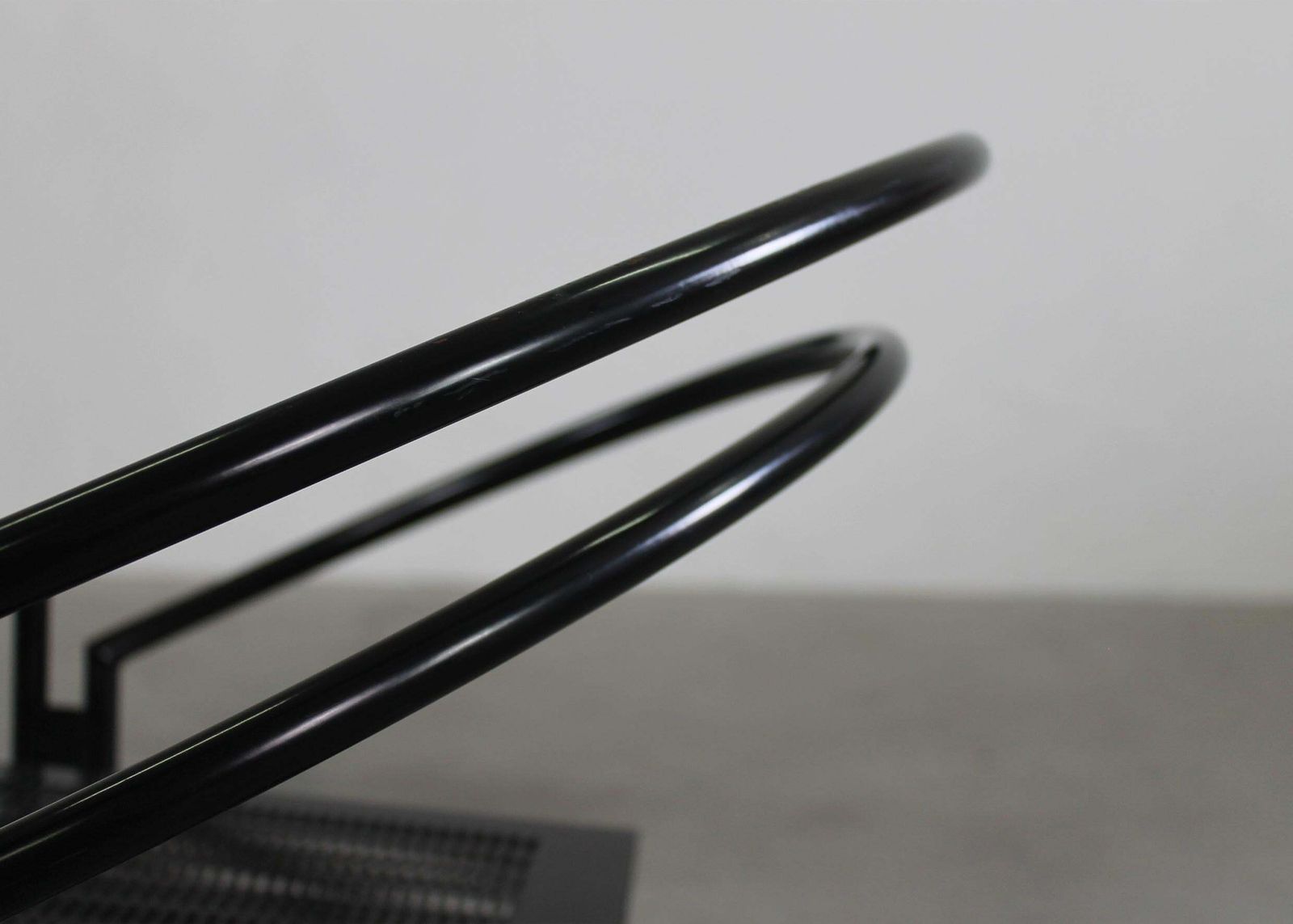 Furniture Mario Botta Set Of Six La Tonda Chairs In Black Lacquered Metal By Alias 1980s photo