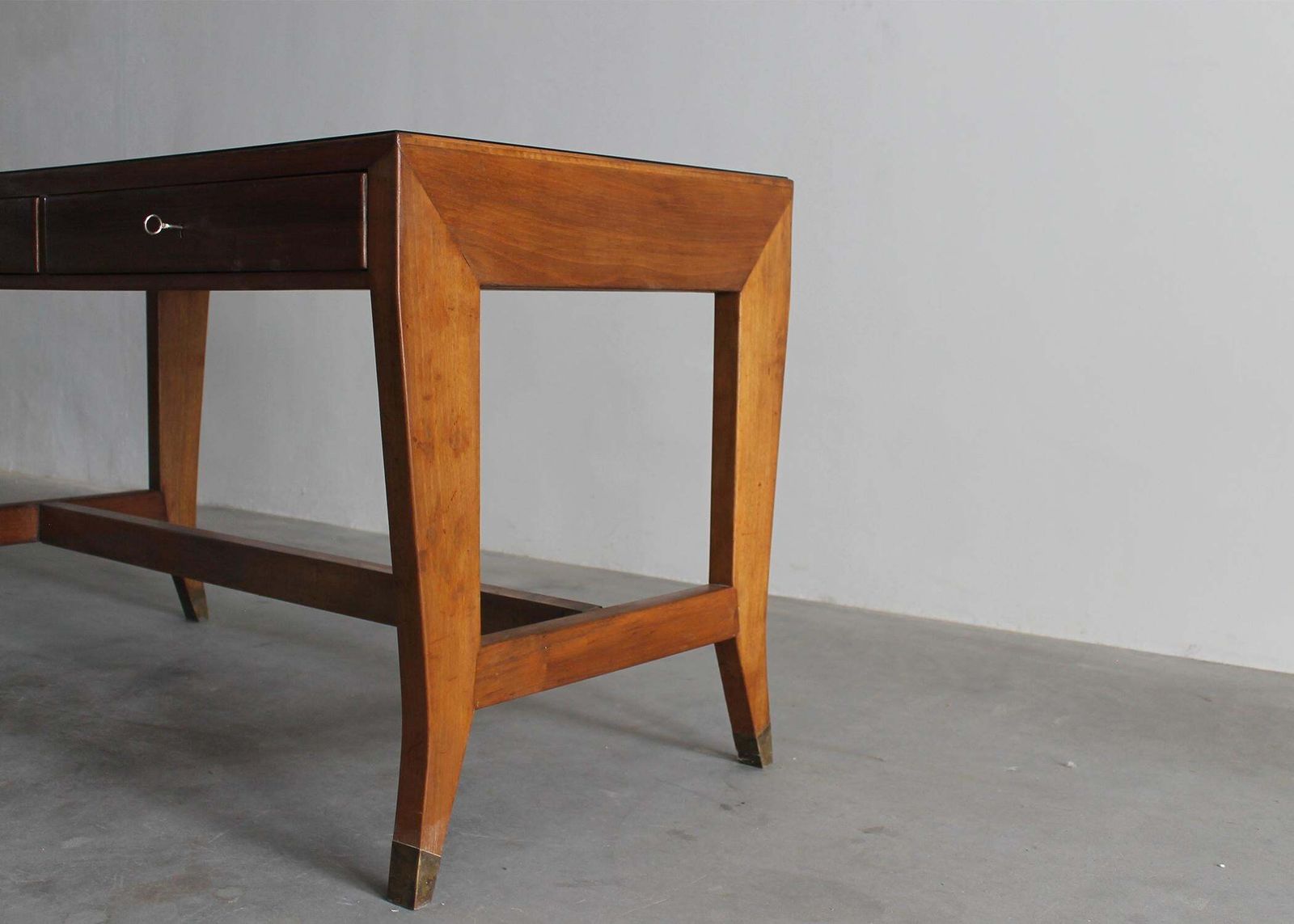 Gio Ponti Office Desk In Wood And Glass For Bnl Italian Manufacture 1950s Italy photo 7800.0