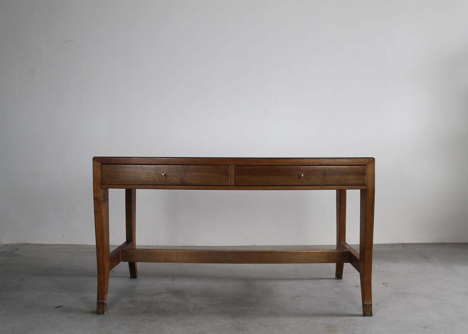 Gio Ponti Office Desk In Wood And Glass For Bnl Italian Manufacture 1950s Italy photo vintage