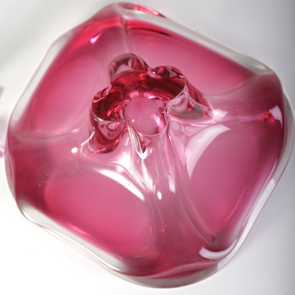 Boheems Roze Glazen Schaal Van Josef M. Hospodka Voor Sklarny Chribska, Jaren 1960 photo Woonaccessoires