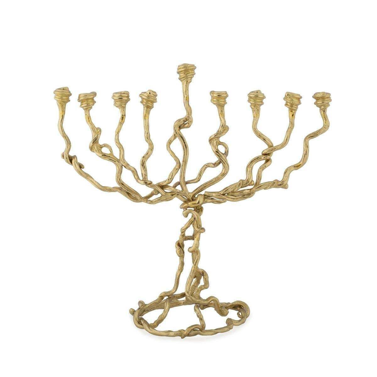 Contemporary Sculptural Wisteria Menorah In Gold Tone Cast Metal photo Home Decor